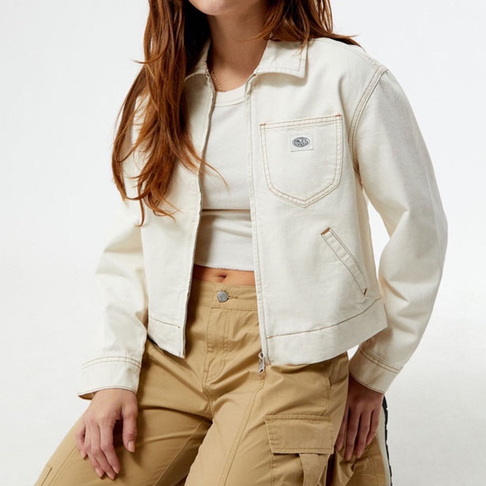 PacSun Cream Denim Workwear Jacket XS Full Zip Utility